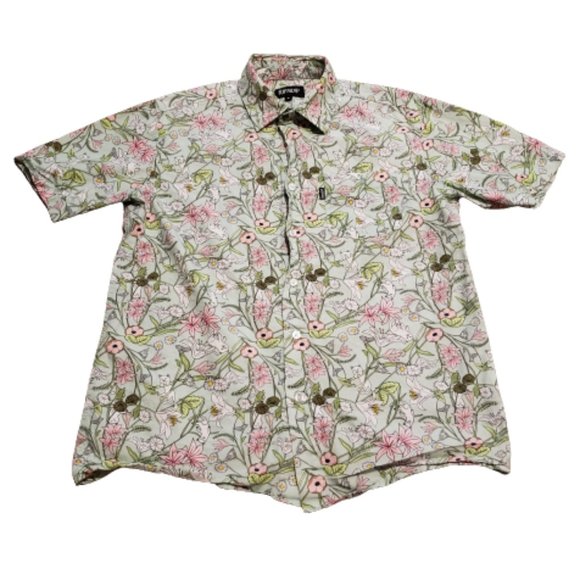 Ripndip Other - RipnDip Button Up Shirt Floral Lord Nermal Cat Green / Pink | Men's S Pre-owned